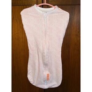 SwaddleMe Pod Pink Heathered Zip Up Baby Swaddle Wrap Size SM/MED Cotton Blend